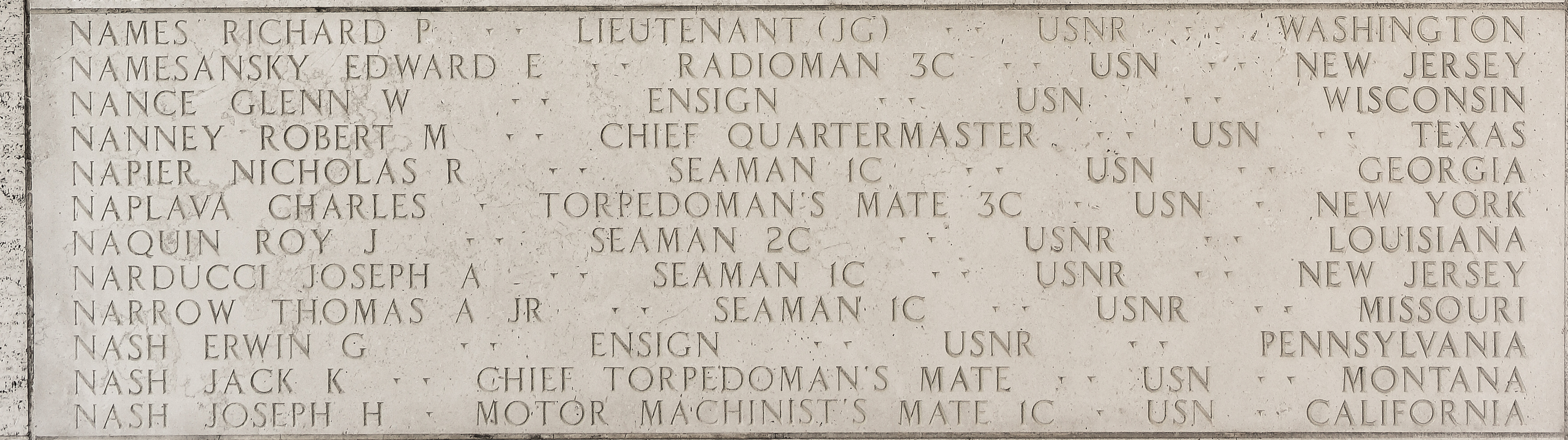 Edward E. Namesansky, Radioman Third Class